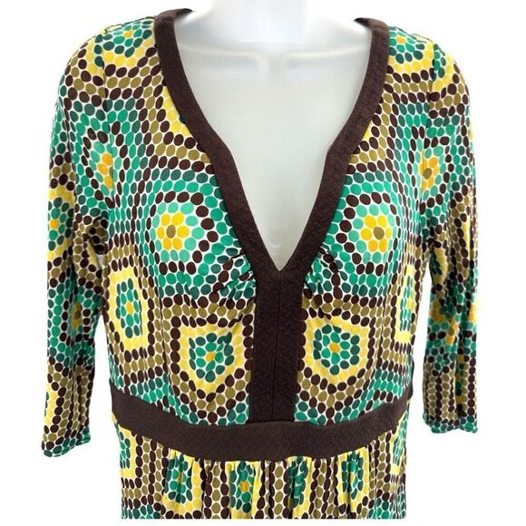 Milly of New York Dress Womens Size Small Geometric Print V-Neck Boho Chic - Picture 2 of 11